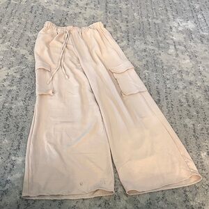 Women's Cream Wide-Leg Pants